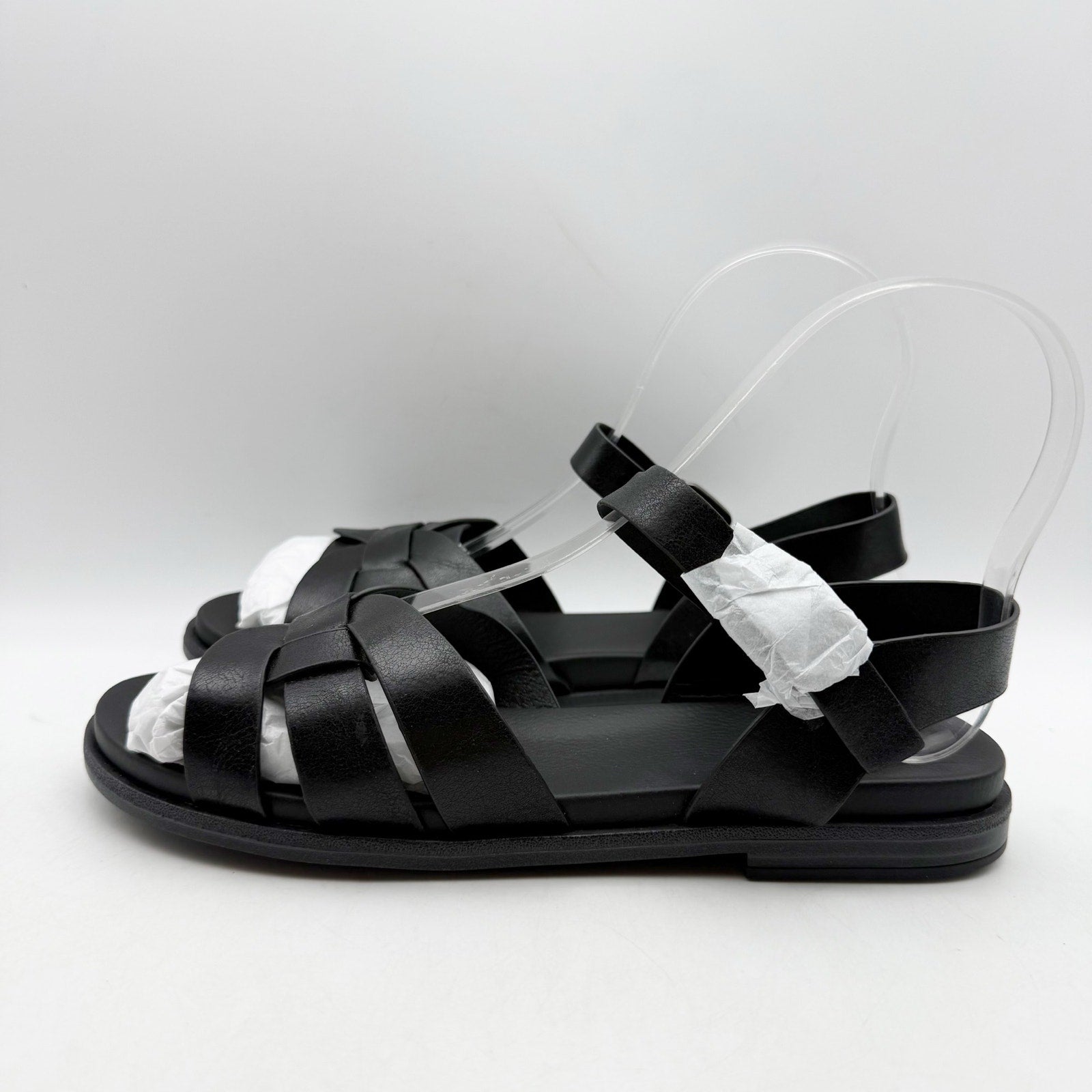 MIA Womens Flat Fisherman Sandals US 6.5 EU 36.5 Black Ankle Strap NWOB