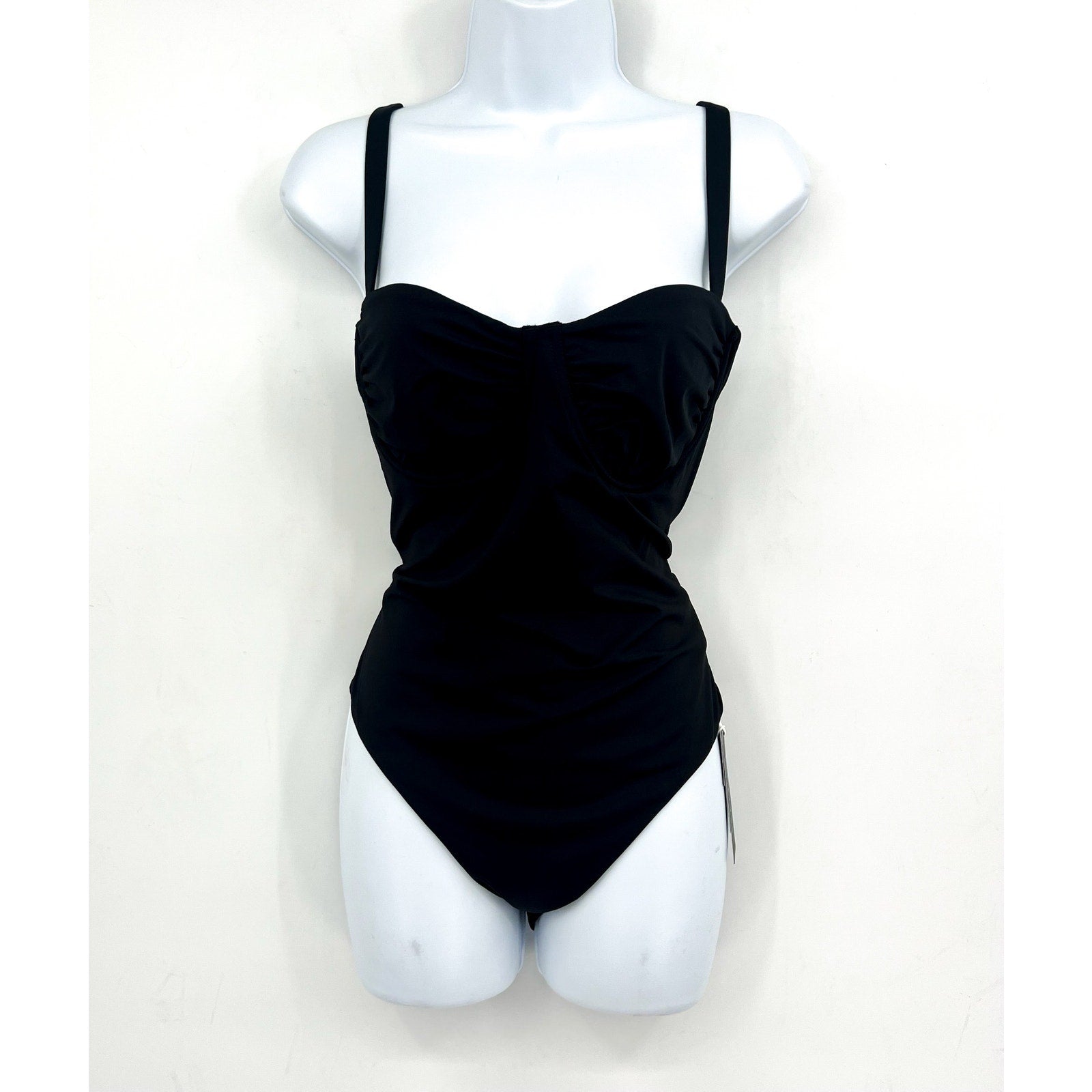 SEAFOLLY Women's Underwire One Piece Swimsuit Size 12 Black Ruched NWT