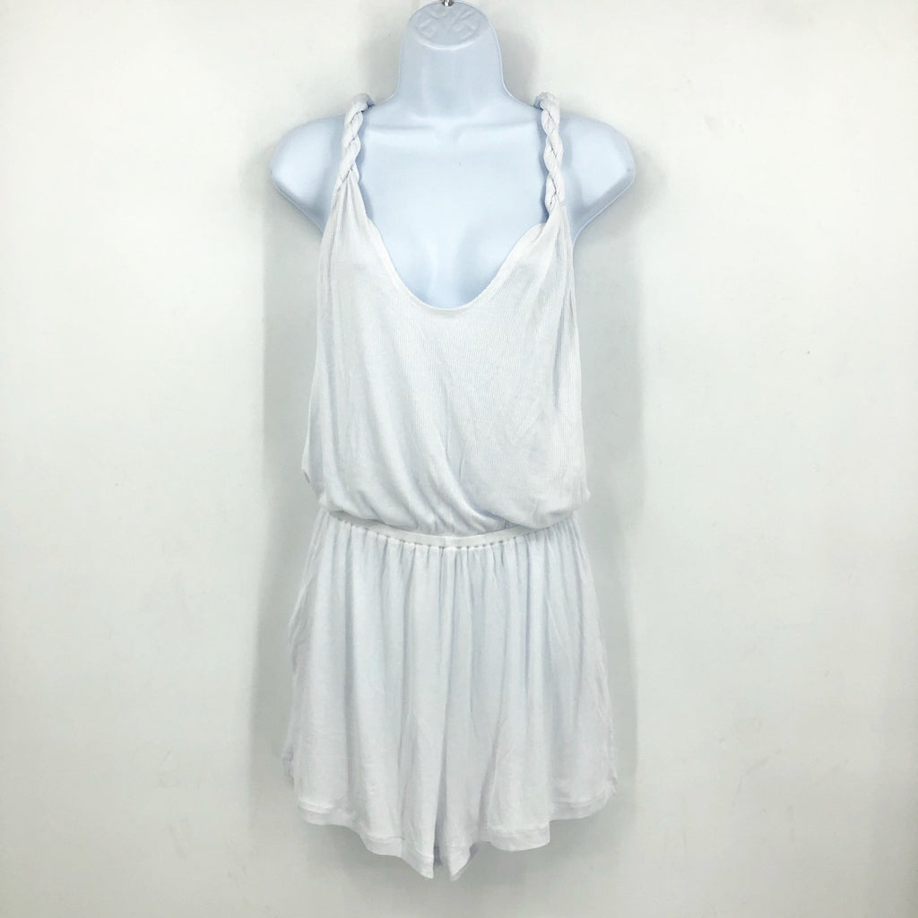 BECCA Women's Mykonos Pull On Romper Beach Cover Ups Medium White Stretch NWT
