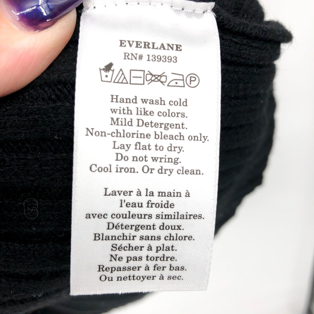 Everlane Womens The Cashmere Oversized Turtleneck Sweater Large Core Black NWT