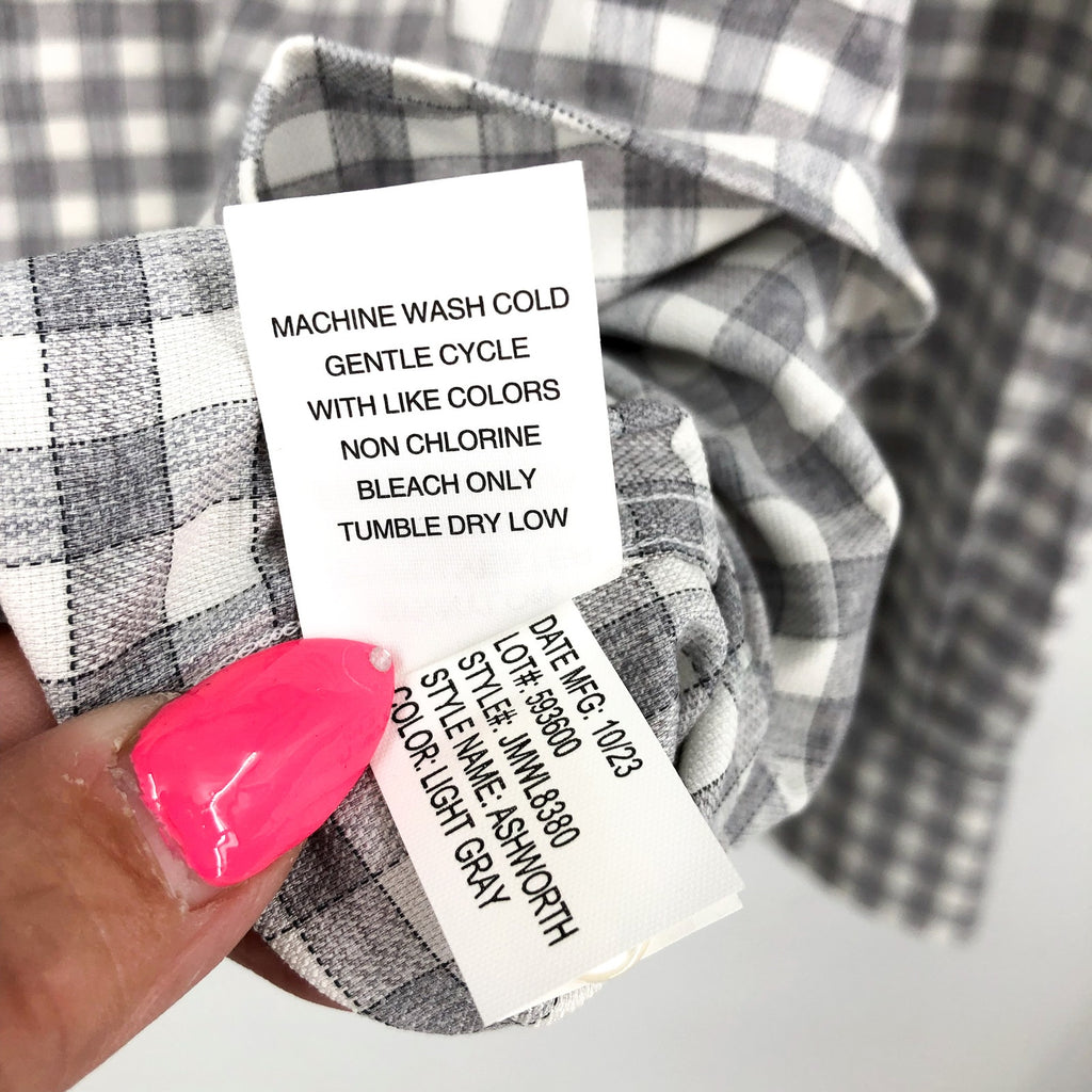 JOHNNIE O Men's Ashworth Performance Button Up Shirt Medium Light Gray NWOT