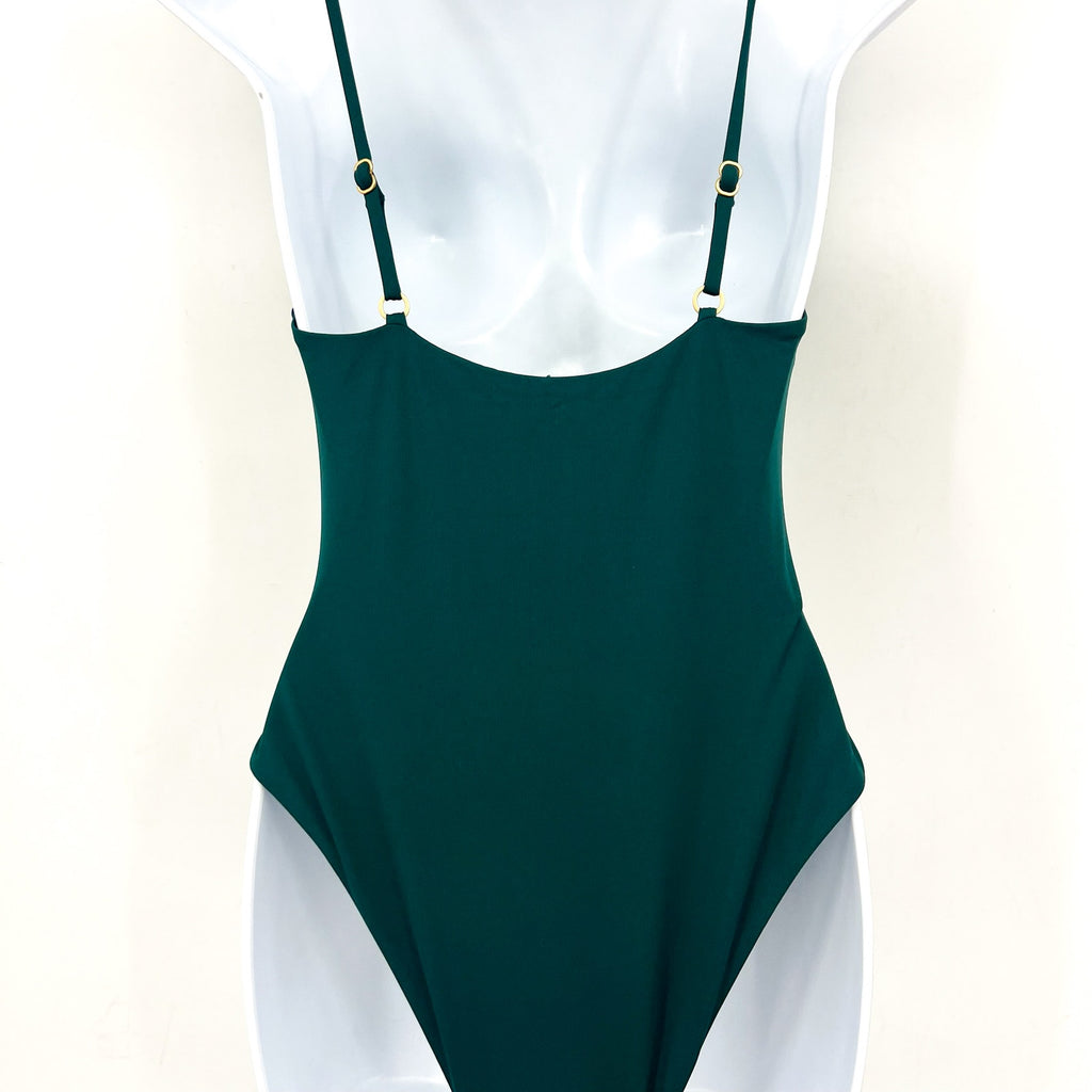 L*SPACE Women's Piper Classic One Piece Swimsuit Medium Green Deep Teal NWT
