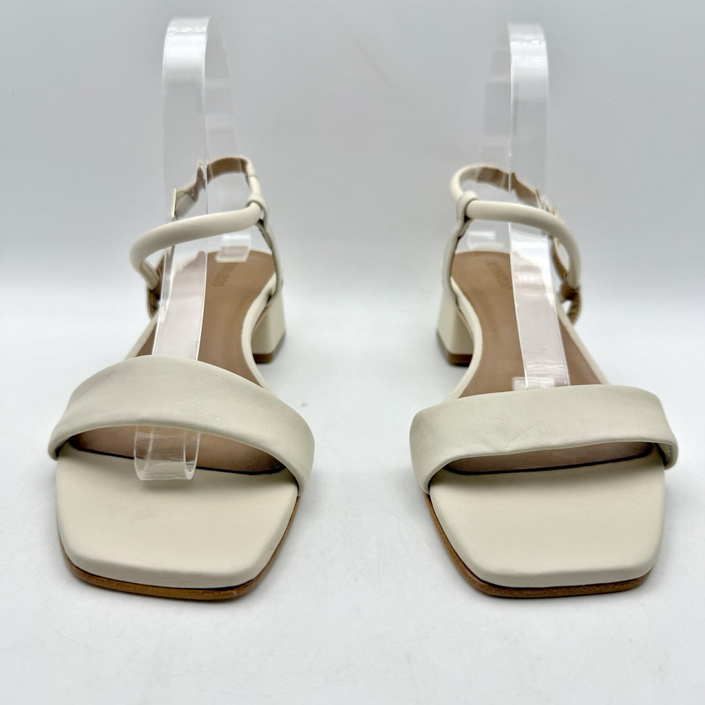 Bernardo Womens Josei Heeled Sandal US 7.5 M Off White Eggshell Leather NIB