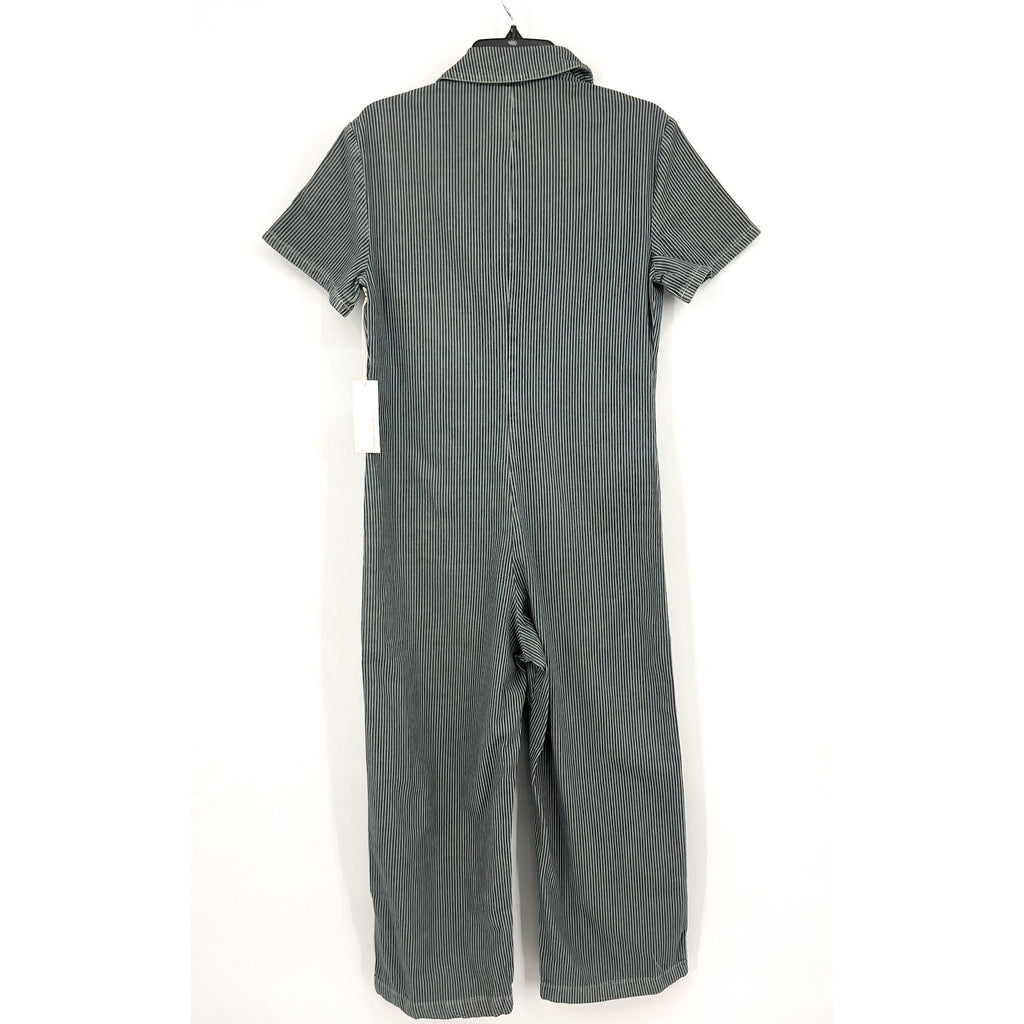 LACAUSA Womens Railroad Lucky Jumpsuit Small Blue Sea Salt Stripe NWT