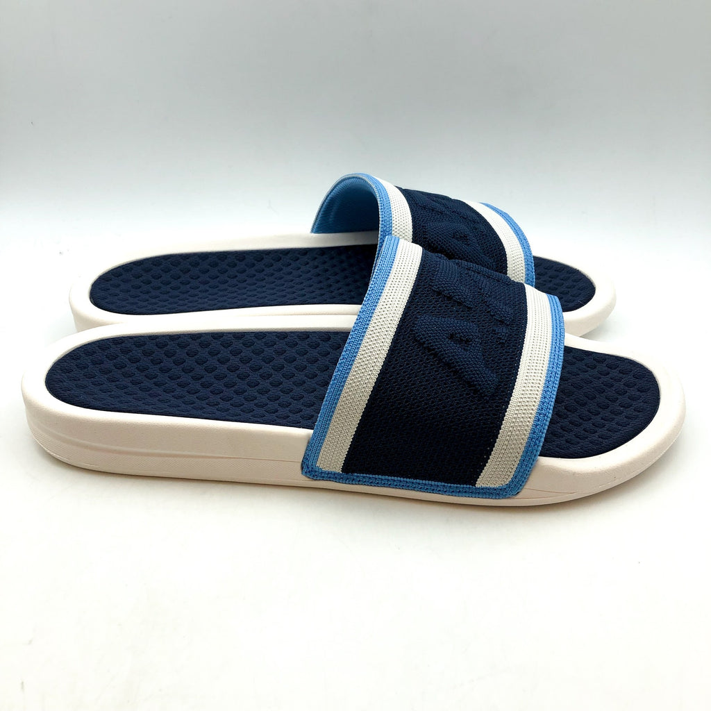 APL Mens Big Logo TechLoom Slide Sandals US 9 EU 42 White Blue Slip On NIB
