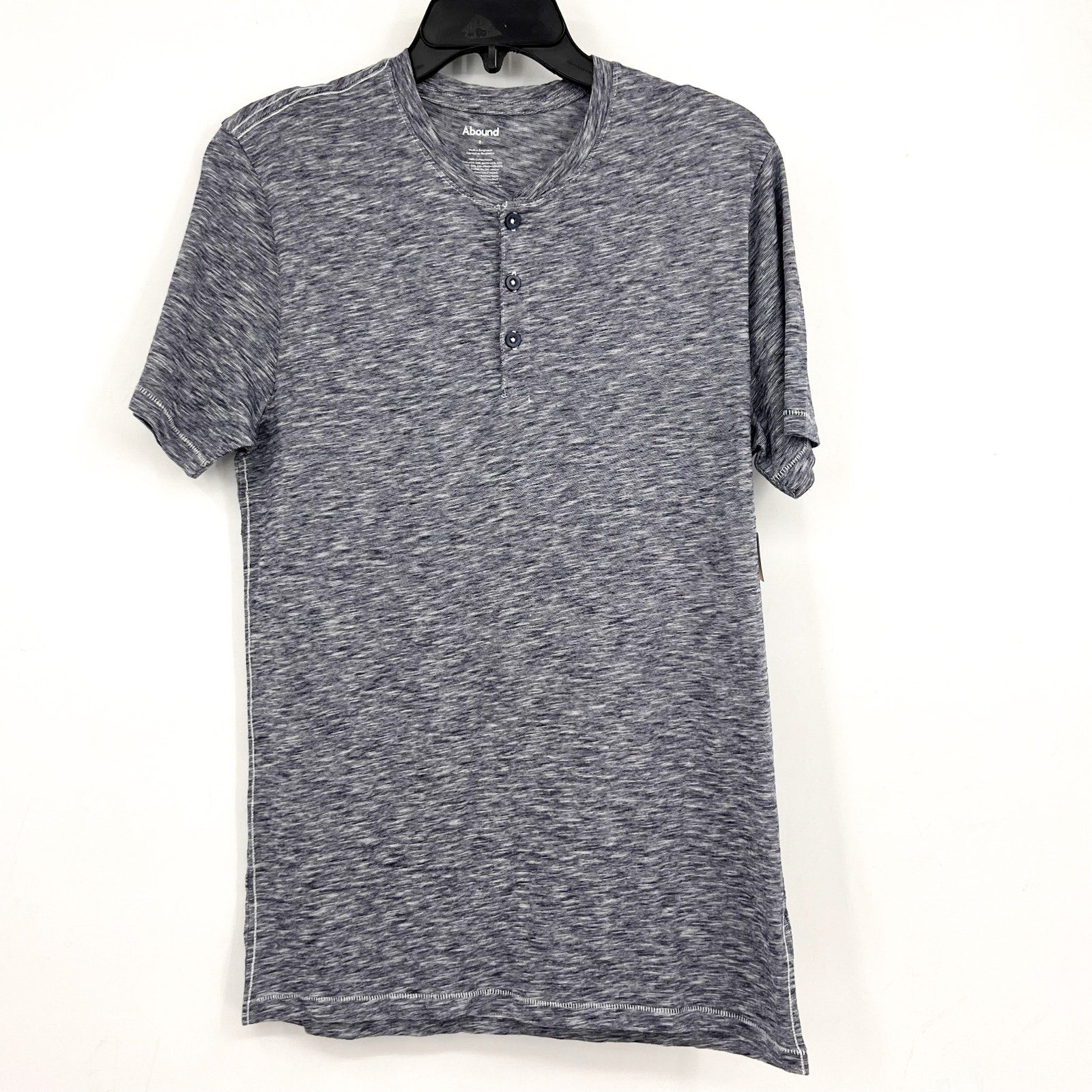 ABOUND Mens Jersey Slub Henley Tee Small Navy Blue White Short Sleeve Cotton NWT