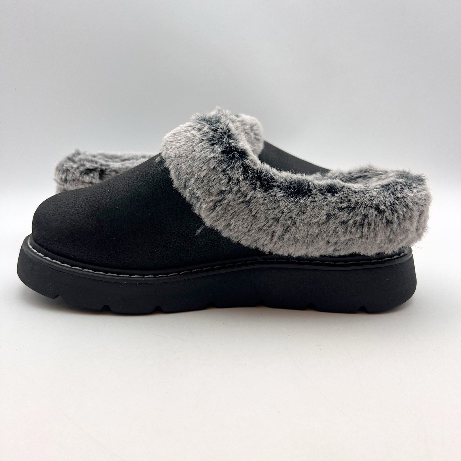 Bobs Skechers Womens Keepsakes Lite Slippers Size 5 EU 35 Black Vegan Suede NWOB