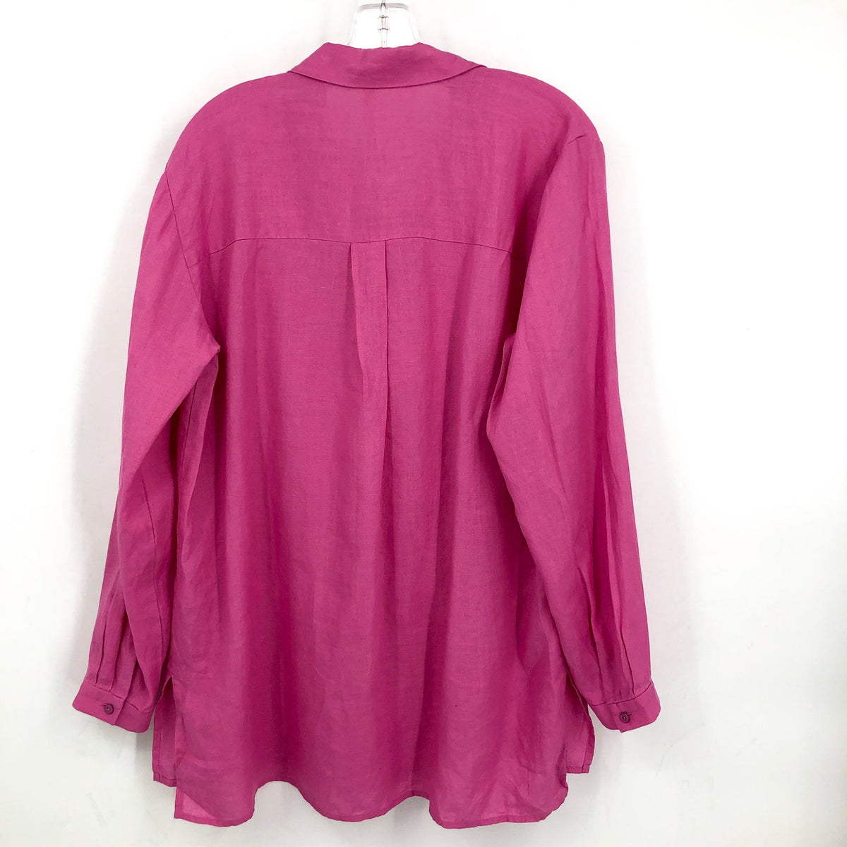 EILEEN FISHER Women's Button-Up Shirt Medium Pink Organic Linen Long Sleeve NWOT
