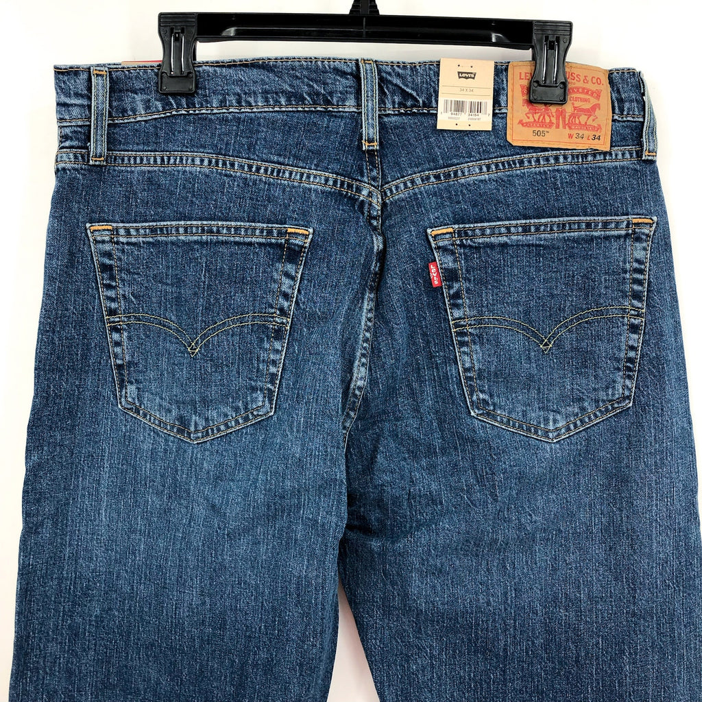 LEVI'S Men's 505 Regular Fit Jeans 34x34 Blue Wash Fremont Drop NWT