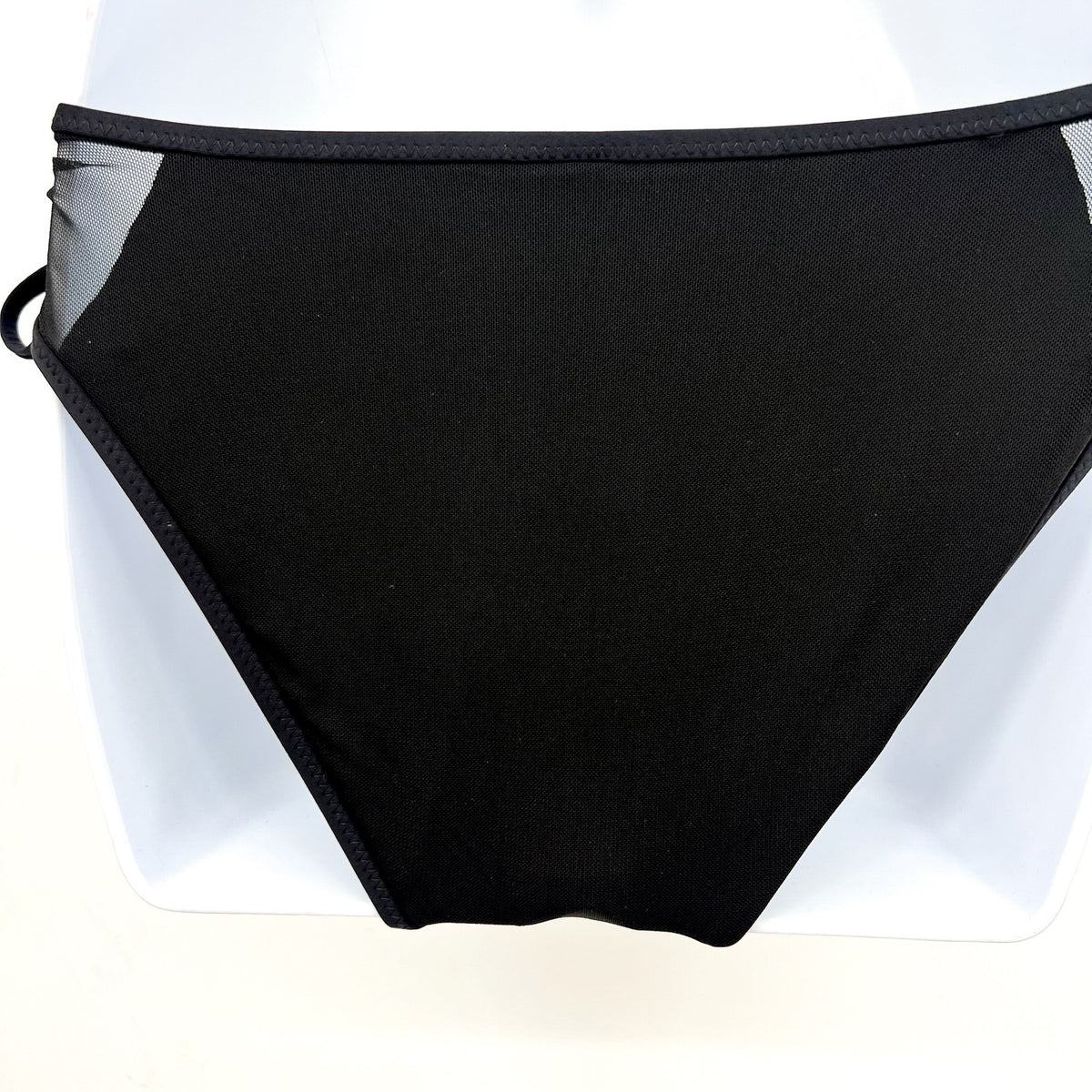 BECCA Women's Muse Side-Tie Bikini Bottoms Large Black Mesh-Inset NWT