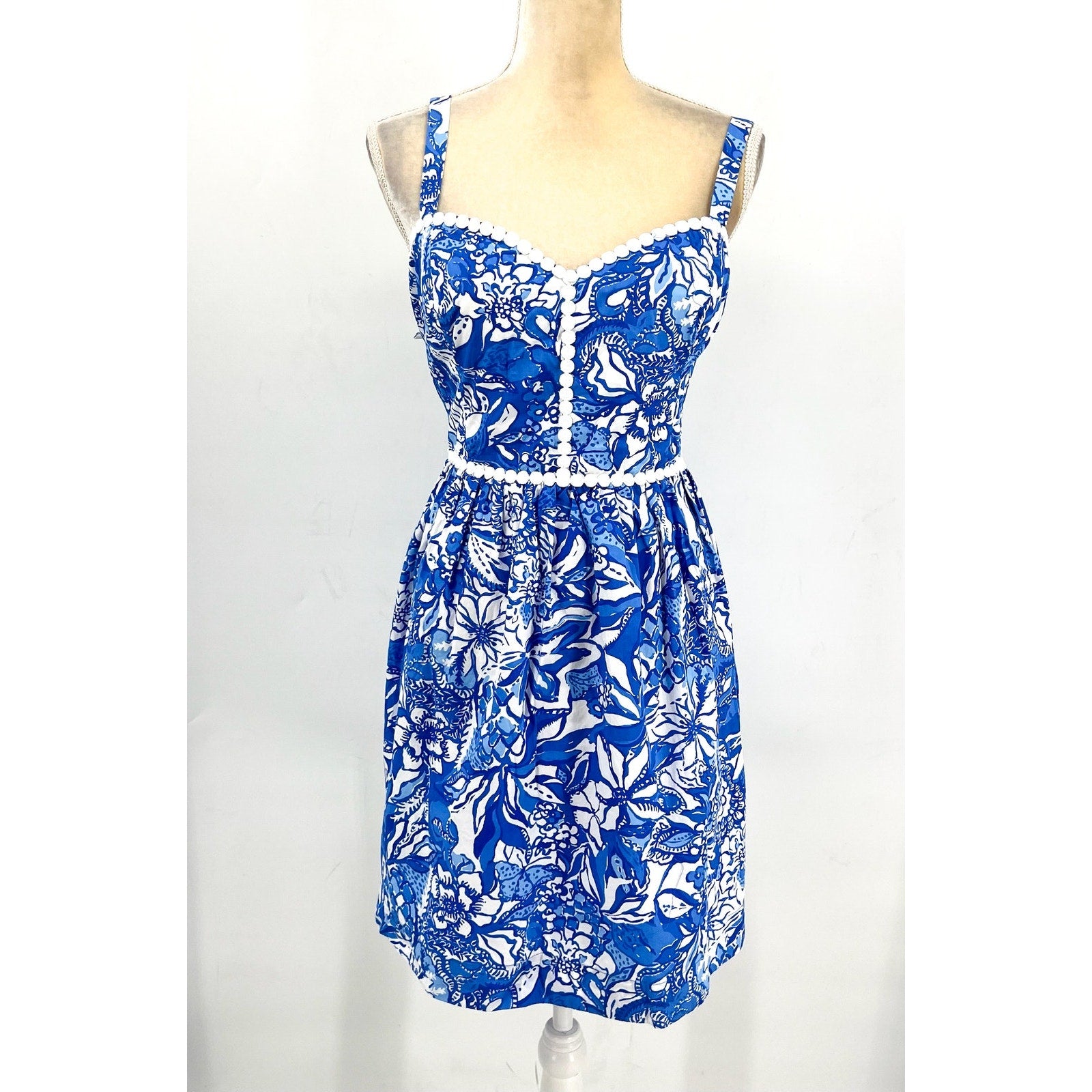 LILLY PULITZER Haylan Cotton Dress Size US 16 Blue Tang Flocking Fabulous NWOT