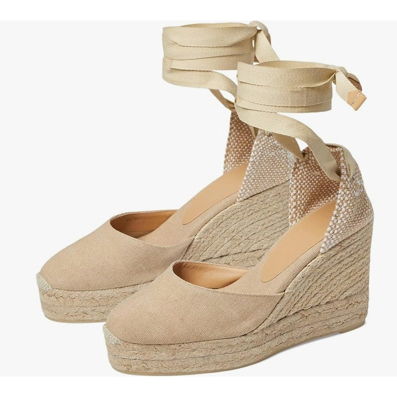 Castaner Womens Carina 80 Wedge Sandal US 8 EU 39 Tan Leather Lining NIB