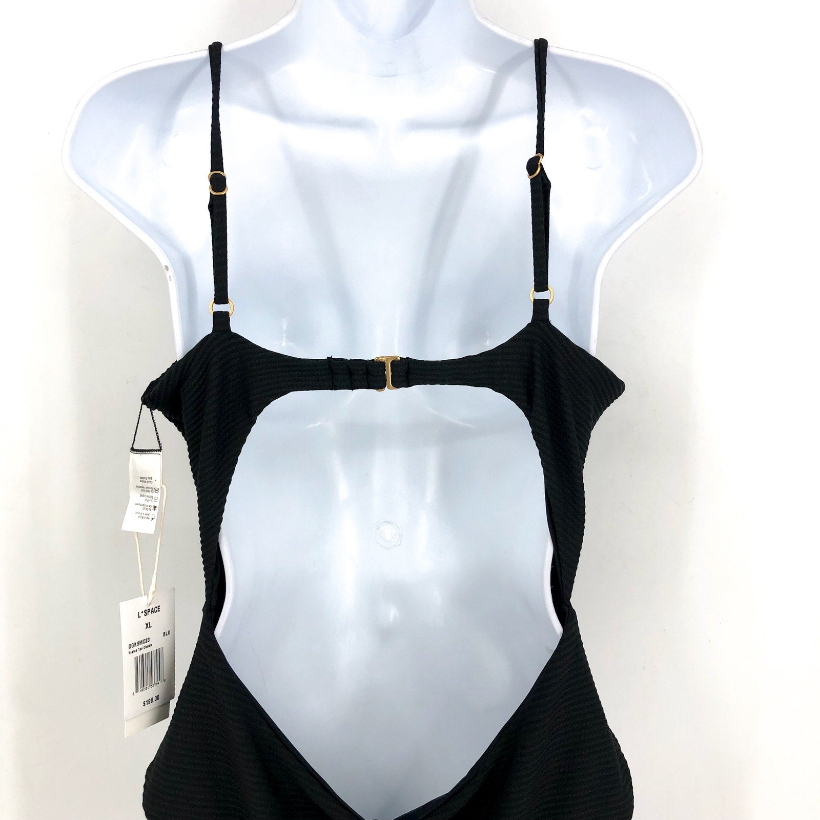 L*SPACE Women's Kyslee One Piece Swimsuit XL Black Eco Chic Repreve Twist NWT