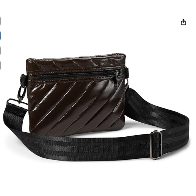 THINK ROYLN Diagonal Bum Bag 2.0 Medium Glossy Chocolate Brown NWOT