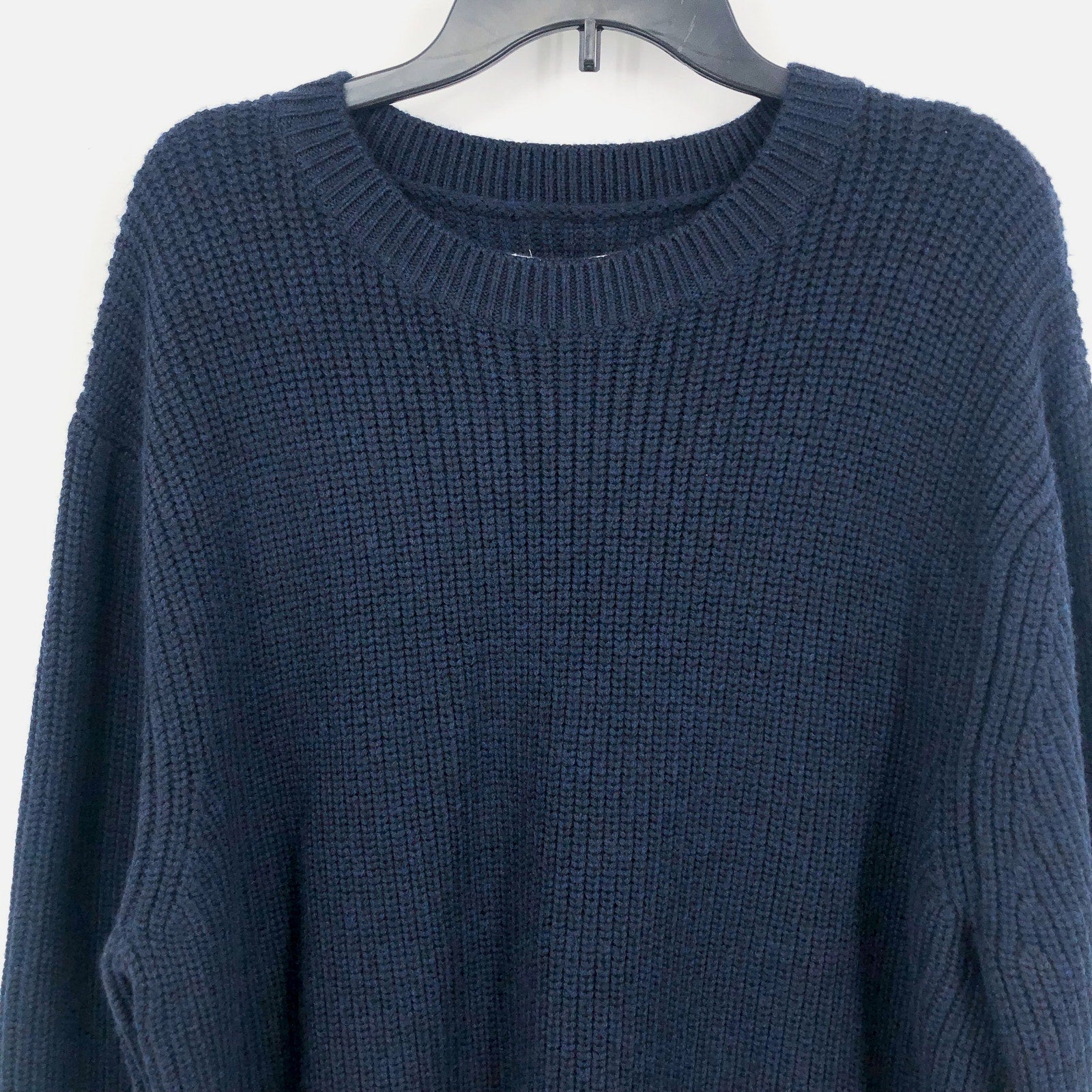 LABEL Men's Go-To Sweater XS Navy Blue Light Grey Knit Crewneck Merino Wool NWT