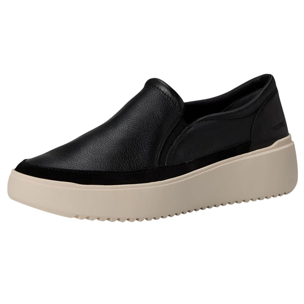 Vionic Womens Kearny Sneakers Size 8.5 Wide Black Leather Slip-On NWOB
