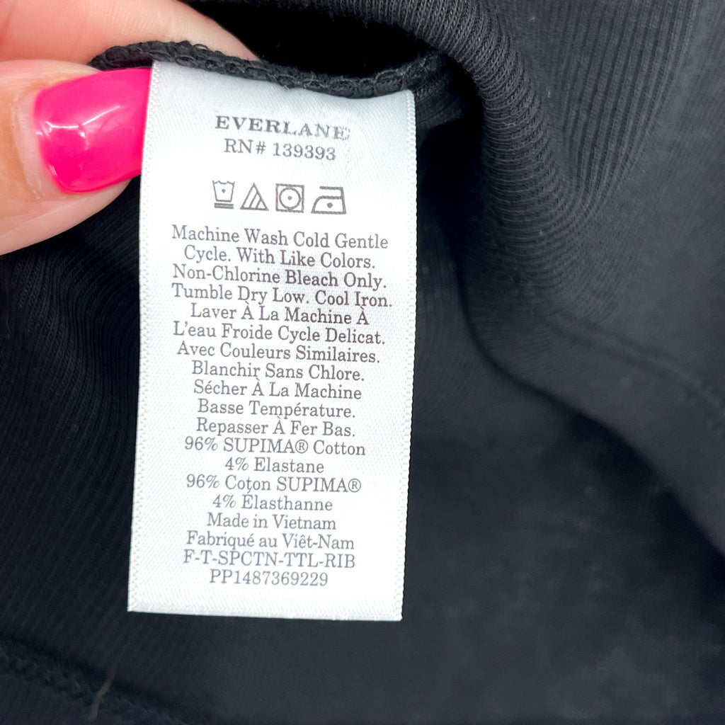 EVERLANE Women's Luxe Rib Turtleneck Sweater Small Black Long Sleeve Supima NWT