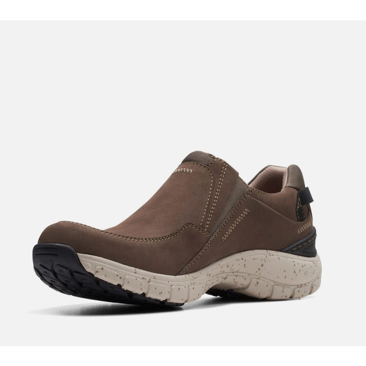 CLARKS Women's Wave Plateau Comfort Shoes Size 6.5M Tan Taupe Nubuck Slip On NIB