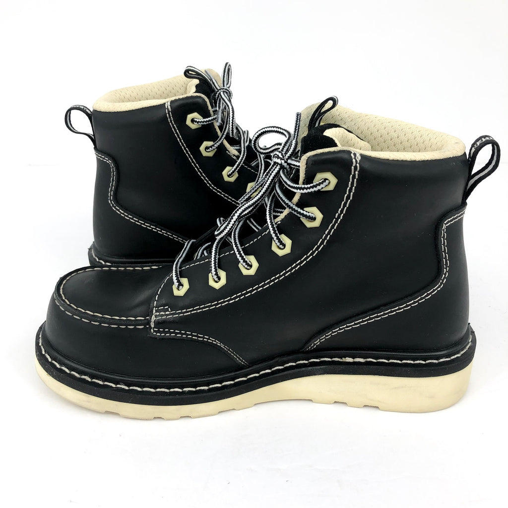 Avenger Womens 6" Moc Toe Work Boot Size 9.5 Black Comp Toe WP Wedge Sole NIB