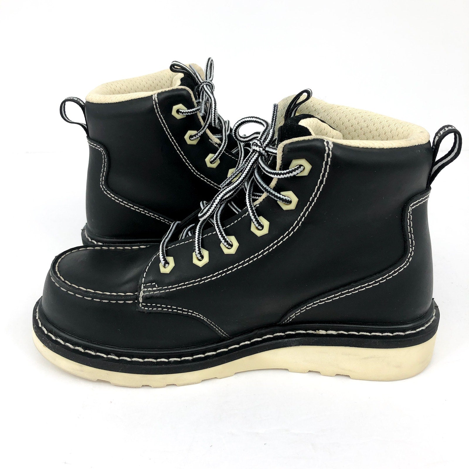 Avenger Womens 6" Moc Toe Work Boot Size 9.5 Black Comp Toe WP Wedge Sole NIB