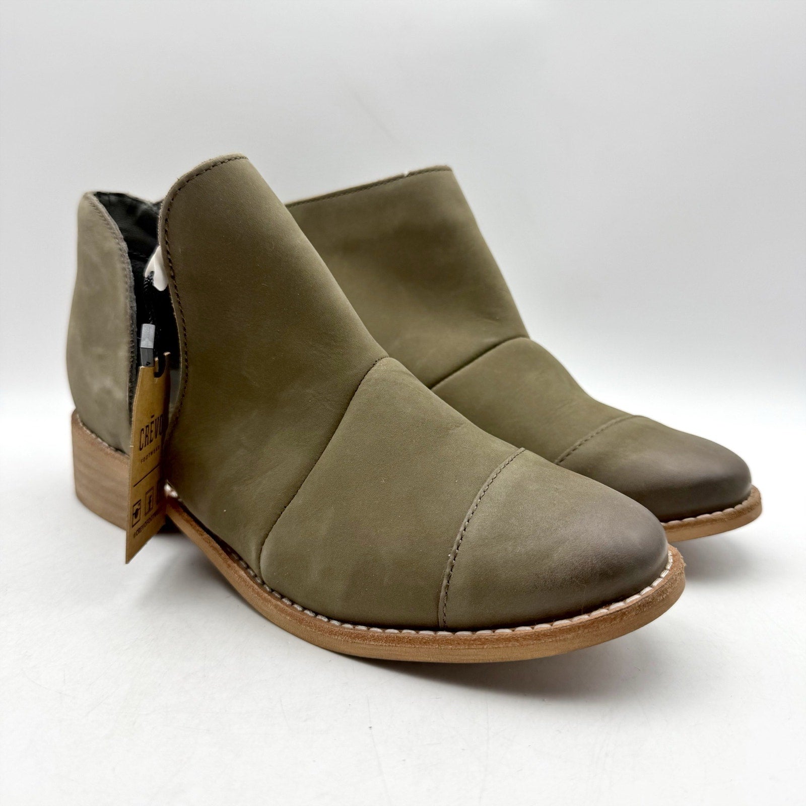 Crevo Womens Coralie Ankle Bootie US 8 EU 38.5 Green Leather NWOB