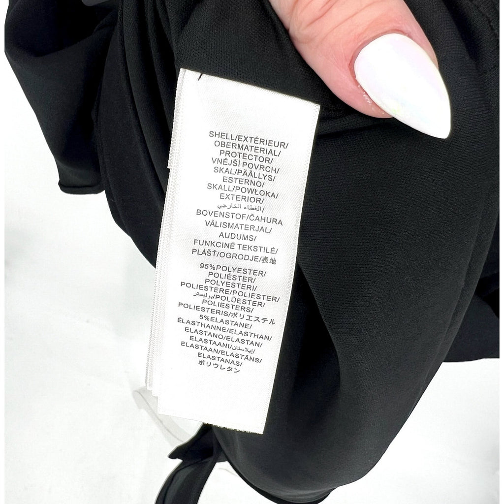ADRIANA PAPELL Women's Waterfall Ruffle Crepe Dress Size 16 Black Cocktail NWT