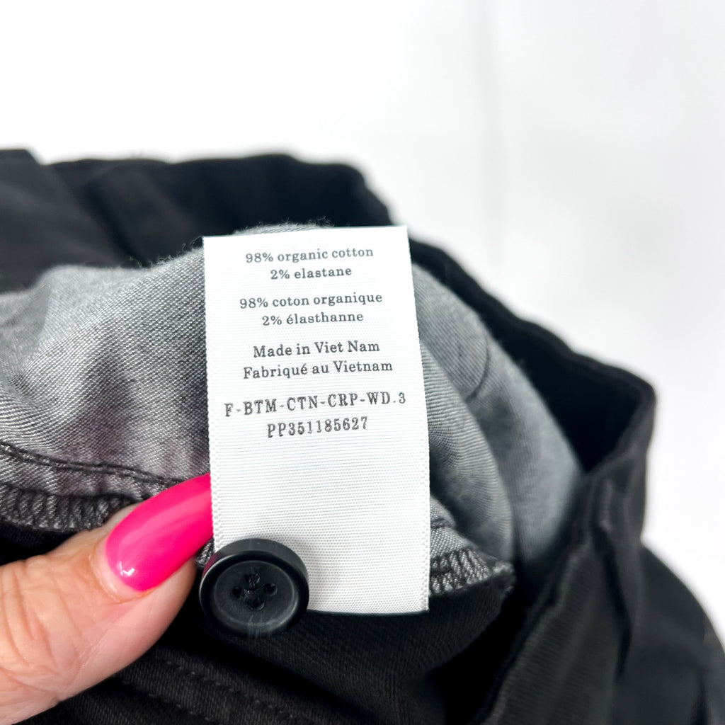 EVERLANE Womens Organic Wide-Leg Crop Pants Size 8 Black Chino Stretch Twill NWT