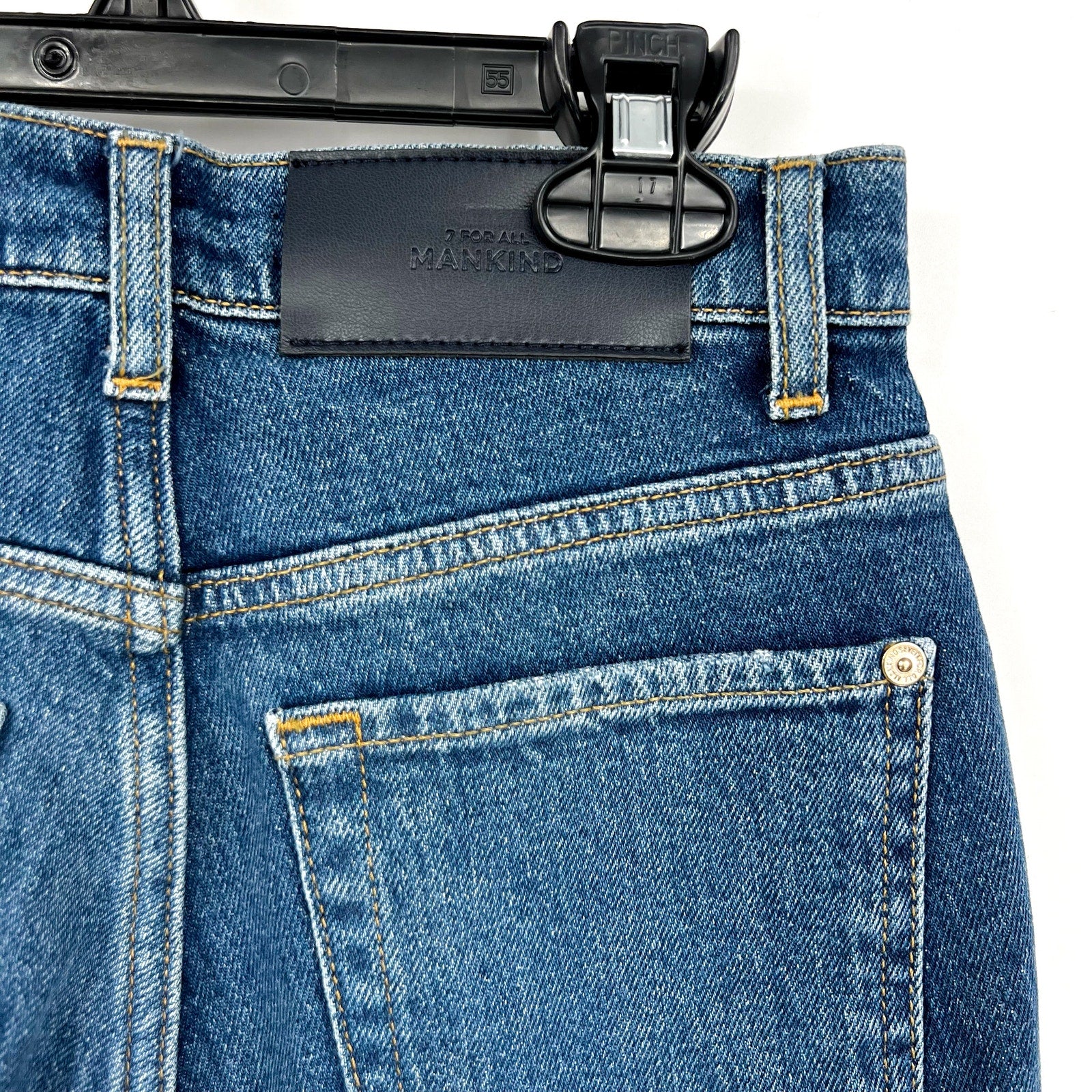 7 FOR ALL MANKIND Womens Logan Stovepipe Cuffed Jeans Size 24 US 0 Blue NWT