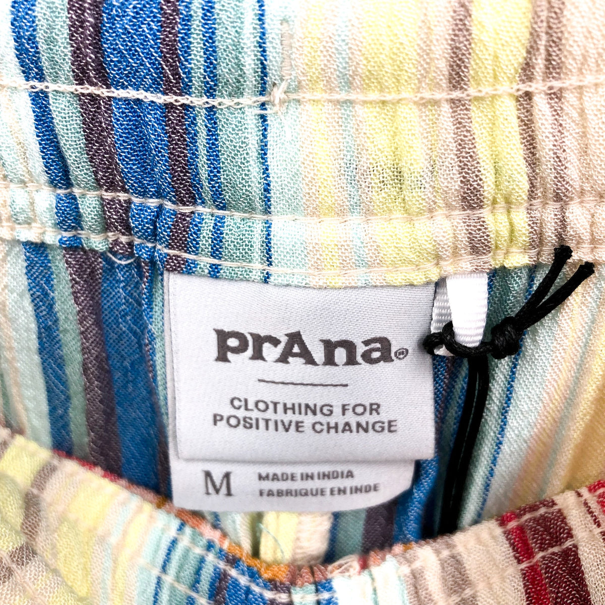 PRANA Women's Fernie Beach Pants Medium Gold Baja Stripe Wide Leg Mid Rise NWT
