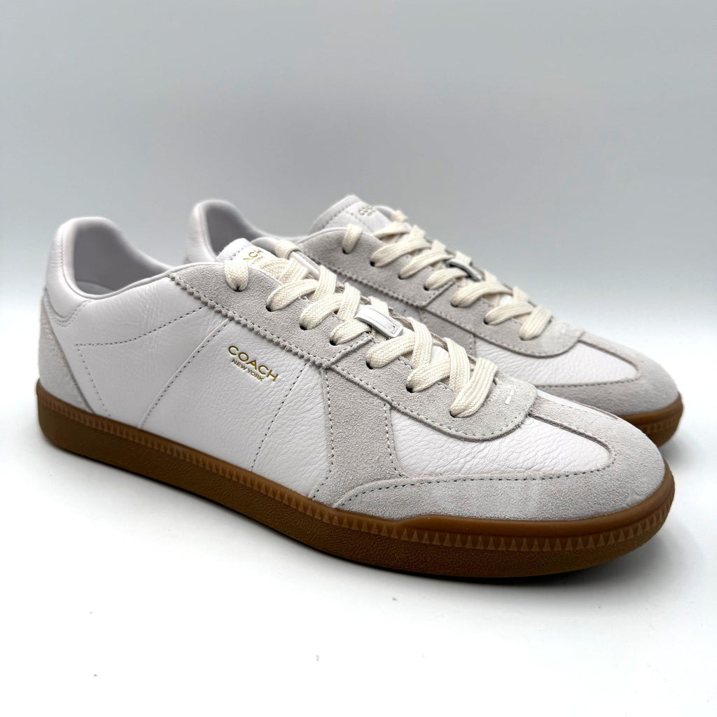 Coach Mens Ellis Low Top Casual Sneakers Size 9.5 Optic White Leather Suede NWOB