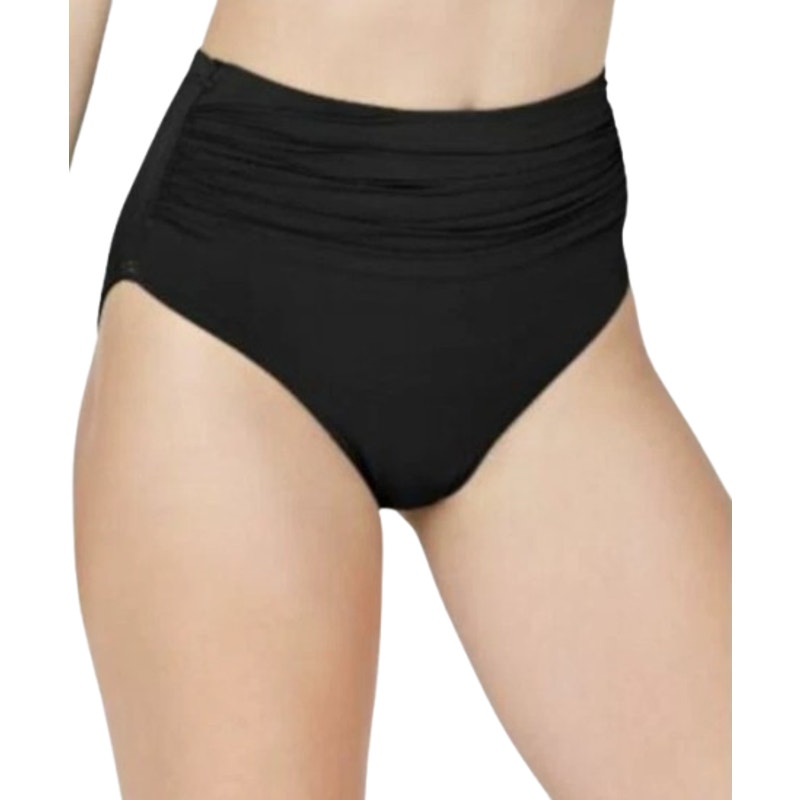 LAUREN RALPH LAUREN Slimming High Waist Bikini Bottom Size 14 Black Beach Club