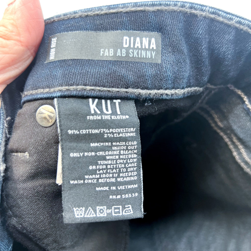 KUT FROM THE KLOTH Diana Skinny Jeans Blue Size 0 High-Rise Fab Ab NWT