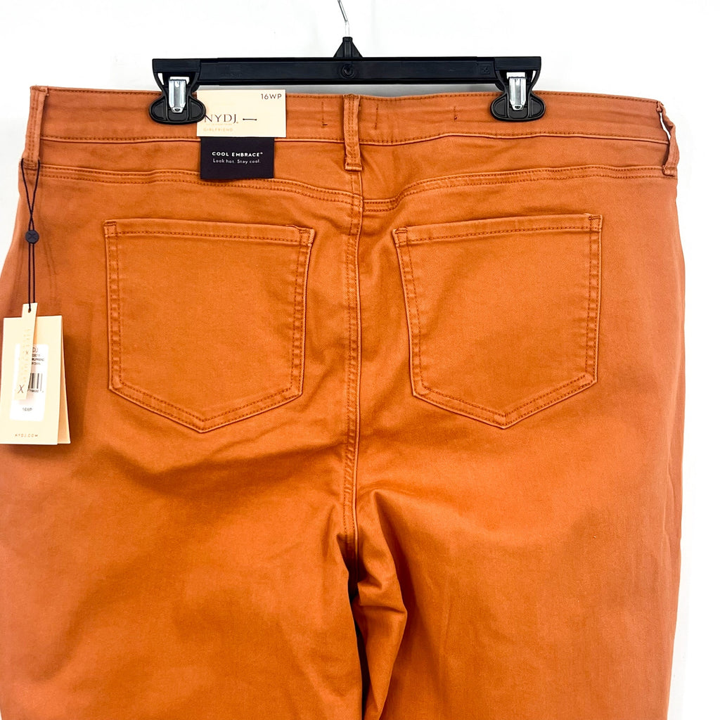 NYDJ Womens Margot Girlfriend Jeans Size 16W PETITE Rust Brown Straight Leg NWT