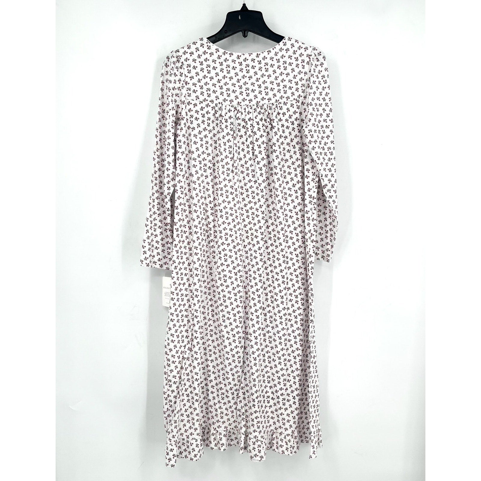 EILEEN WEST Women's Cotton Flannel Nightgown Small White Ditsy Floral NWT