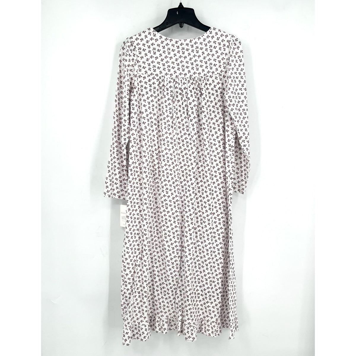 EILEEN WEST Women's Cotton Flannel Nightgown Small White Ditsy Floral NWT