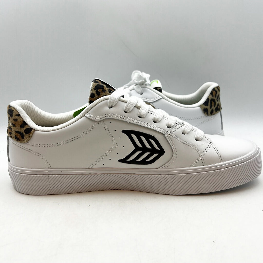 Cariuma Salvas Low Sneakers Womens 11.5 Mens 10 White Leopard Leather NIB