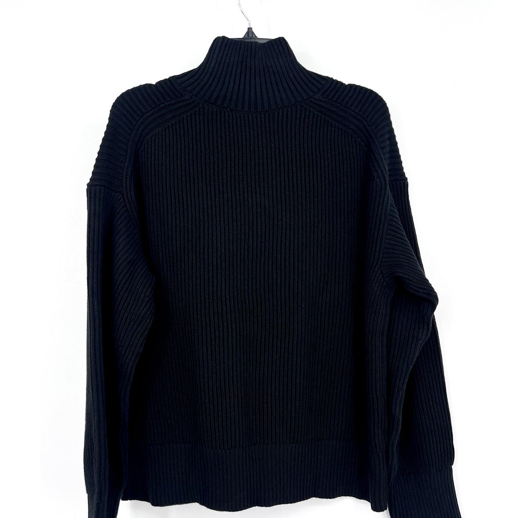 EVERLANE Women's The Organic Cotton Ribbed Turtleneck Sweater Large Black NWT