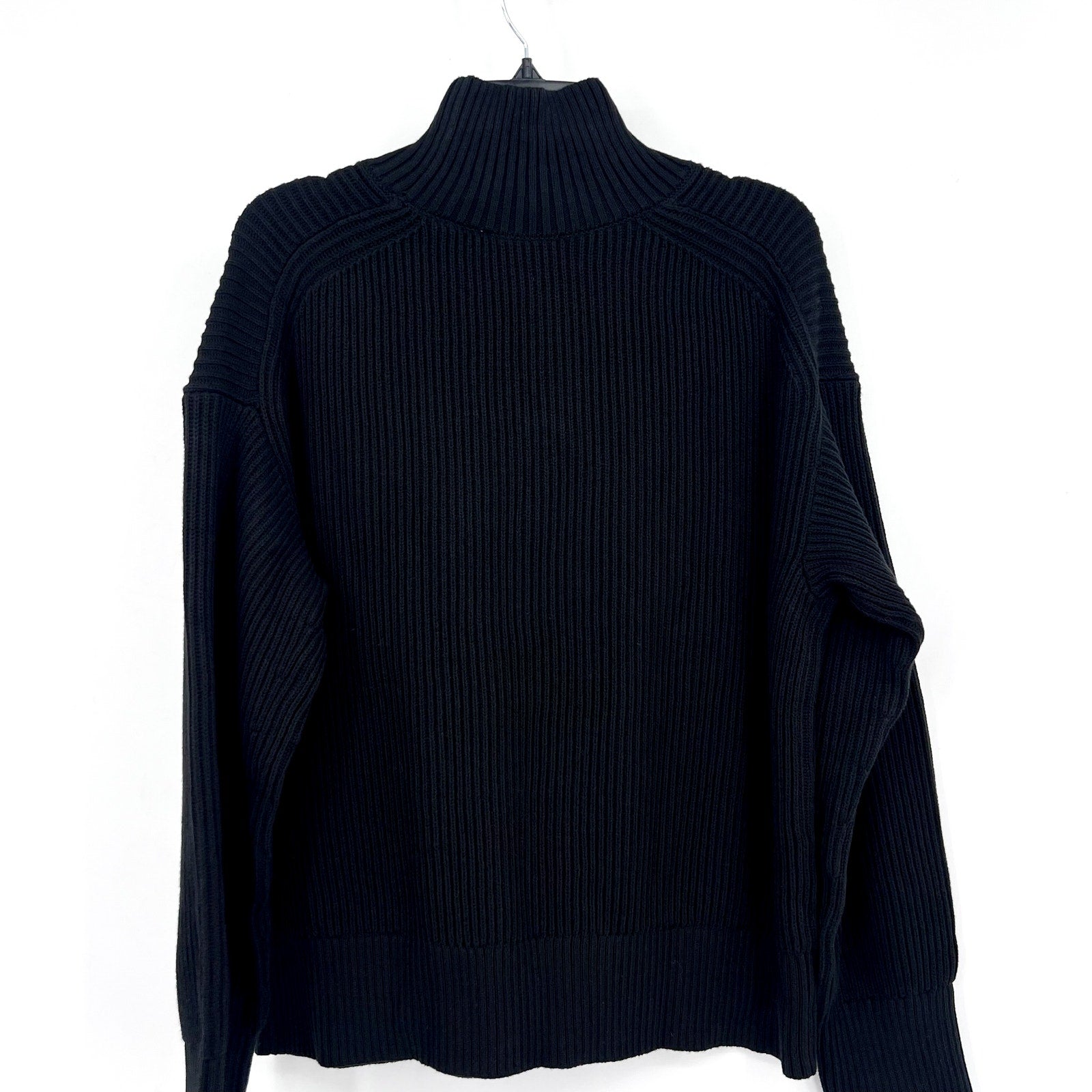 EVERLANE Women's The Organic Cotton Ribbed Turtleneck Sweater Large Black NWT