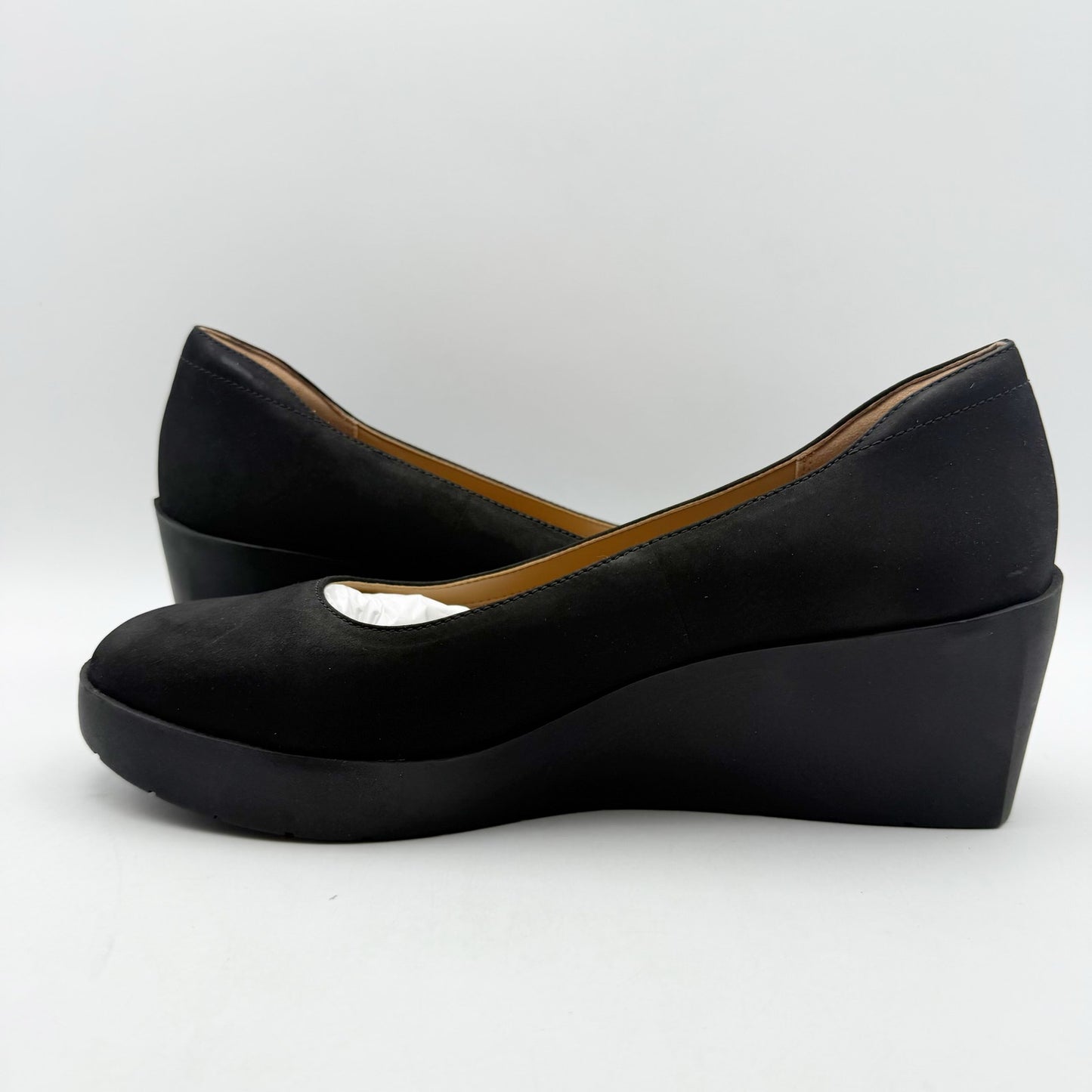 VIONIC Womens Sereno Wedge Heels US 10 M EU 41 Black Nubuck Leather NIB