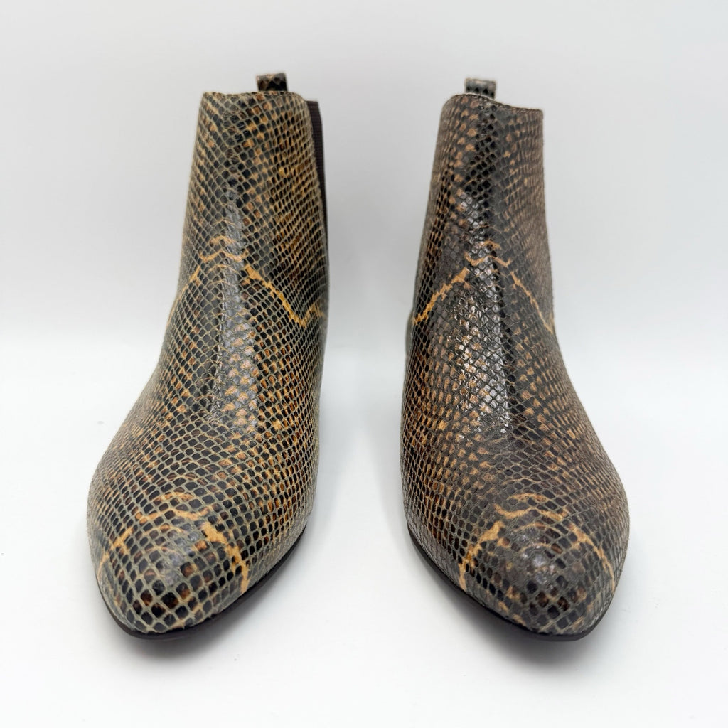 Lucky Brand Womens LK Gleldo Ankle Boot Size 5 Brown Snake Embossed Leather NIB