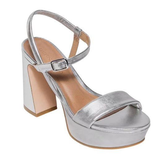 Bernardo Womens Ventura Platform Sandals US 8 M Silver Metallic Leather NWOB