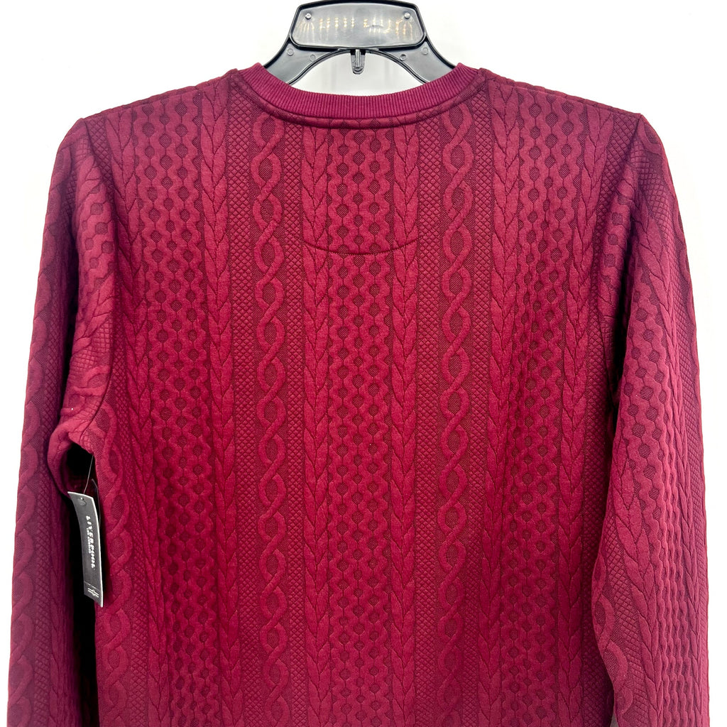 LIVERPOOL Men's Cable Knit Crew Neck Sweater Small Burgundy Red Jacquard NWT
