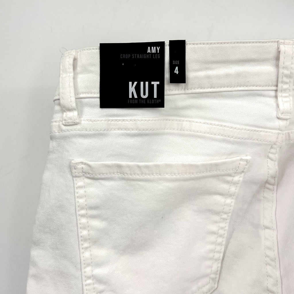 KUT FROM THE KLOTH Amy Crop Straight Leg Jeans Size 4 White Mid Rise NWT