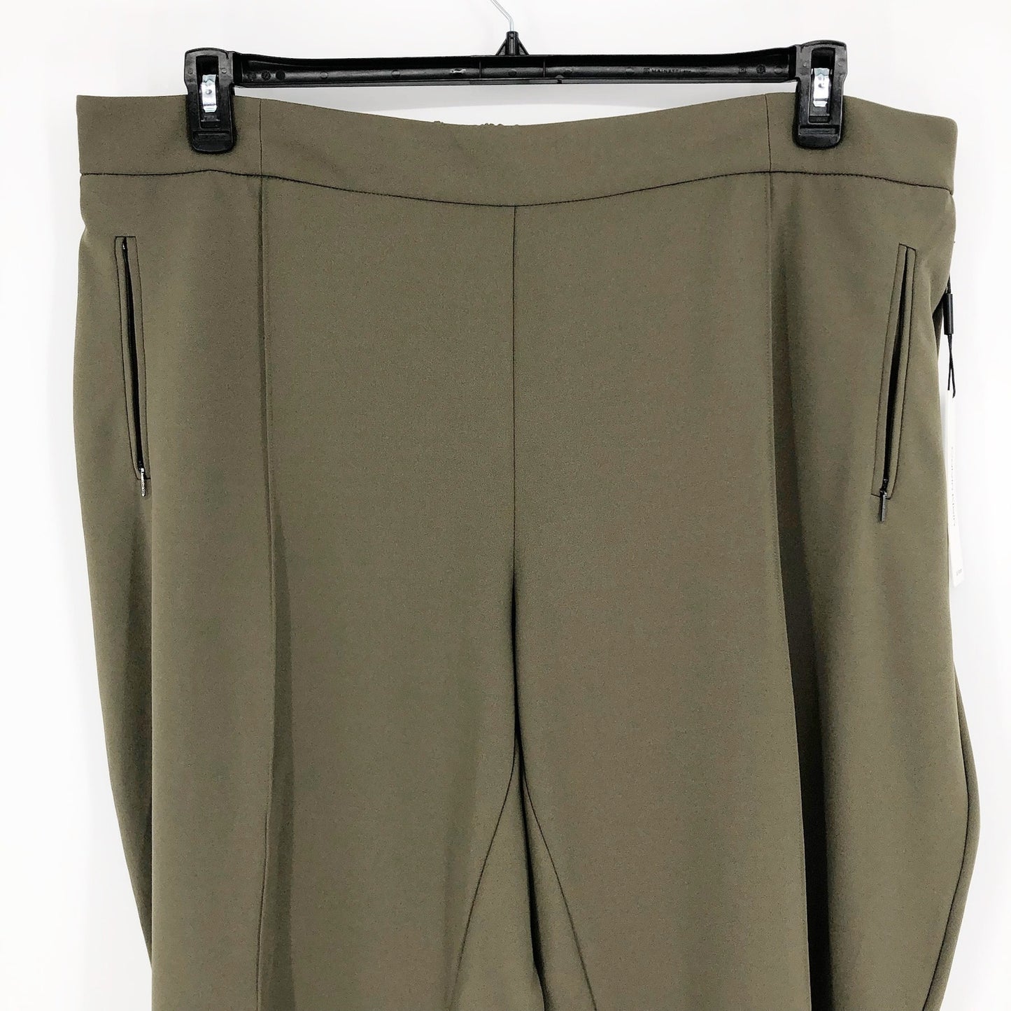 CALVIN KLEIN Women Mid-Rise Pull-On Slim Straight Pants Green 22W