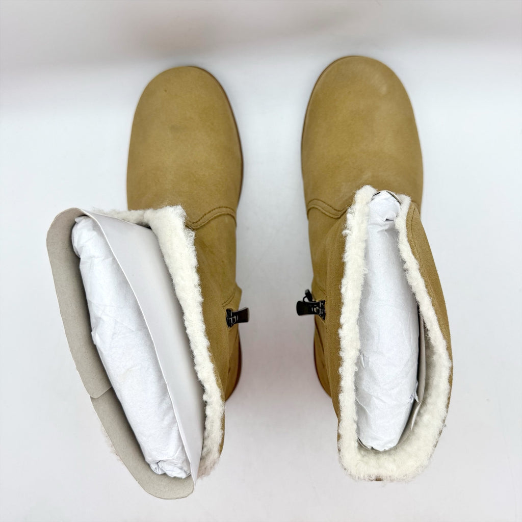 Spenco Womens Sun Valley Ankle Boots US 8 Tan Suede Sherpa Lined NIB