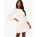 ADRIANNA PAPELL Women's Stretch Crepe Feather Dress Size 4 Ivory Boatneck NWT