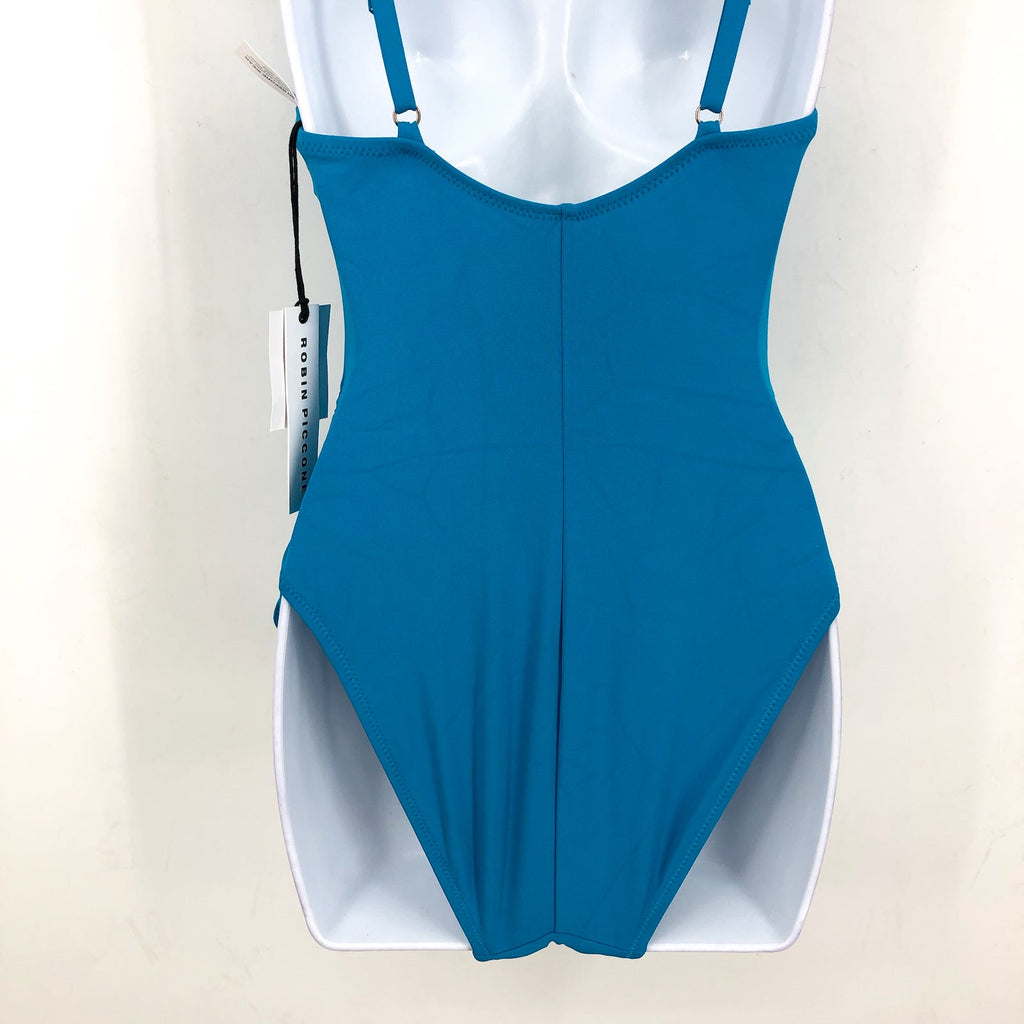 ROBIN PICCONE Women's Aubrey Keyhole One-Piece Swimsuit Size 8 Cyan Blue NWT