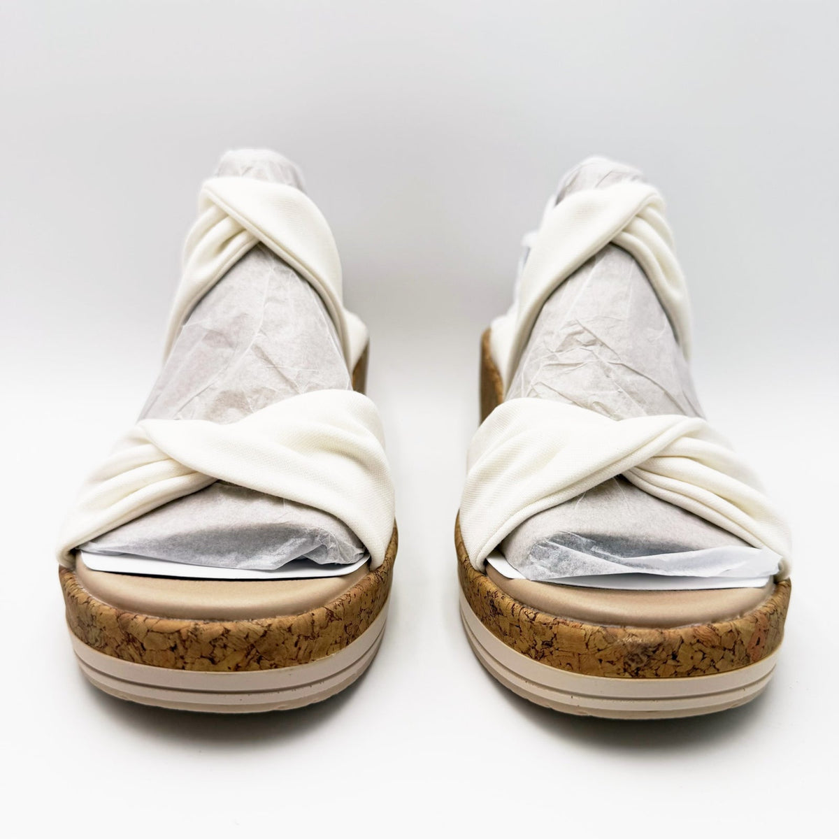 Bzees Womens Riley Slingback Wedge Sandals Size 8 Wide EU 38.5 White NIB