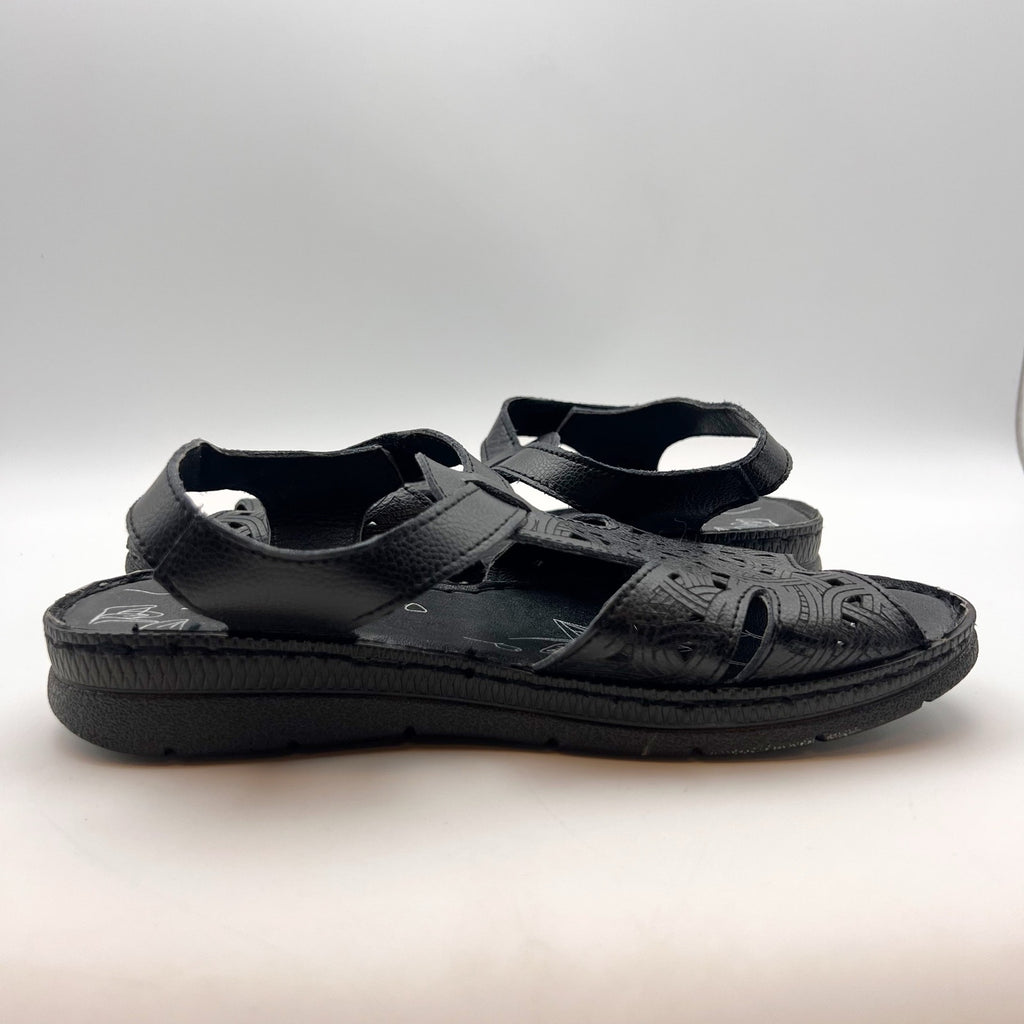 Spring Step Womens Hermila Sandals EU 37 US 6.5-7 Black Faux Leather NWOB