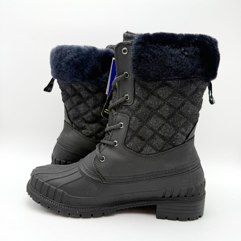 Kamik Womens Sienna Cuff 2 Winter Boots US 9 EU 40 Black Leather Fur NIB